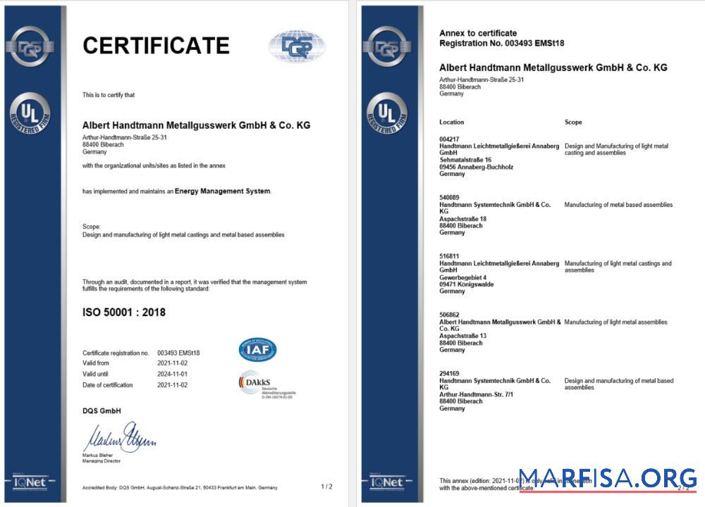 Realistic Germany DQS certificate of registration Word and PDF template